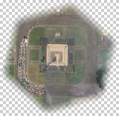Click to view large image EarthDL example: Polygon, corner radius 60 m + feather 40 m